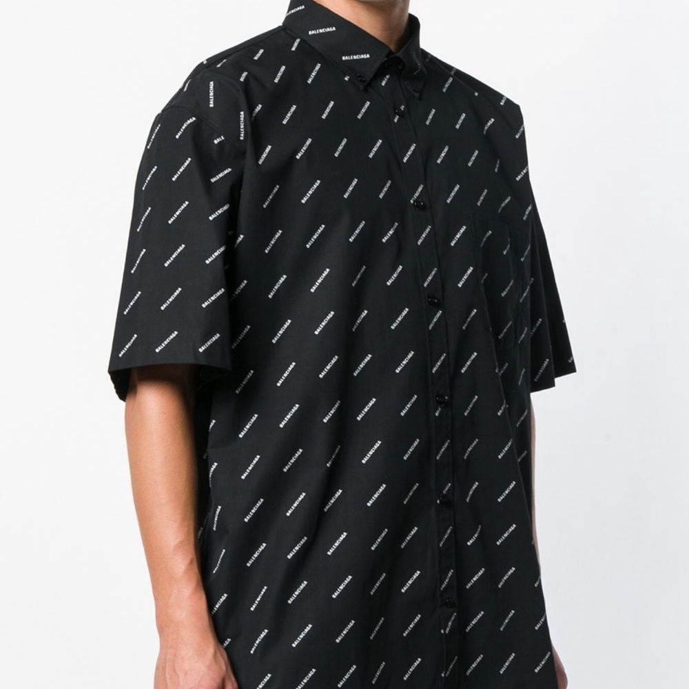 Balenciaga All-over logo poplin shirt size 37 - Picture 10 of 11